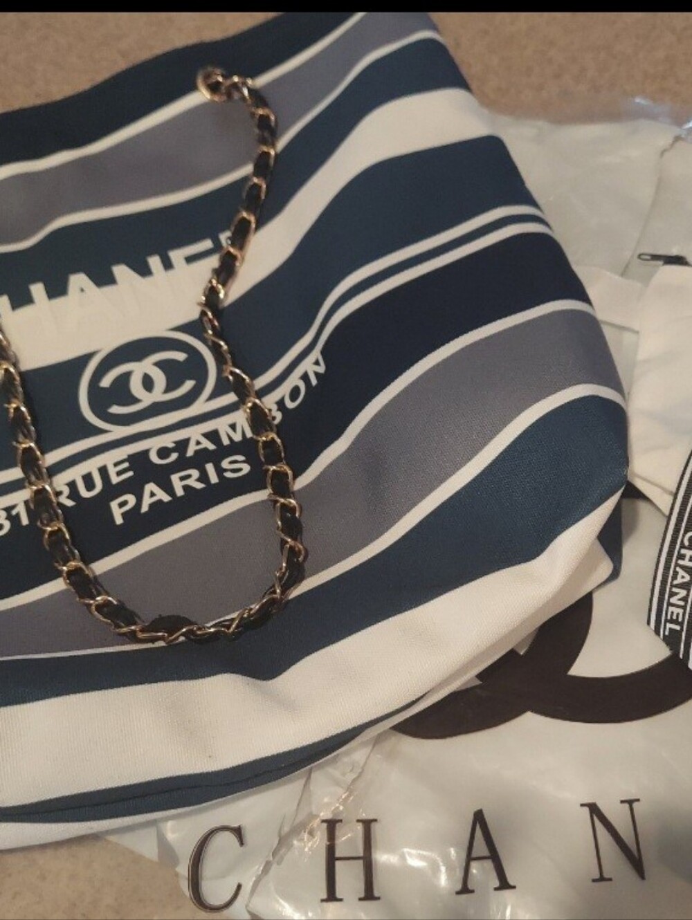 Nautical Navy And White Striped Tote GWP - Picture 9 of 10